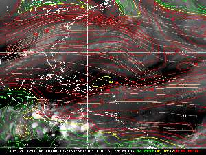 Météo tropicale : Carte des vents de cisaillement.