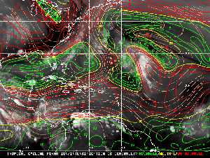 Météo tropicale : Carte des vents de cisaillement.