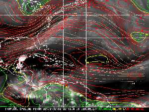 Météo tropicale : Carte des vents de cisaillement.