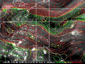 Météo tropicale : Carte des vents de cisaillement.