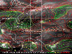 Météo tropicale : Carte des vents de cisaillement.
