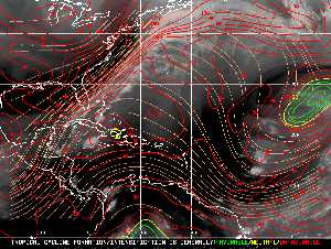Météo tropicale : Carte des vents de cisaillement.