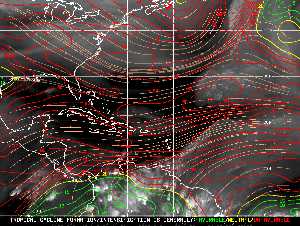 Météo tropicale : Carte des vents de cisaillement.