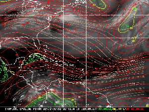 Météo tropicale : Carte des vents de cisaillement.