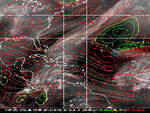 Météo tropicale : Carte des vents de cisaillement.