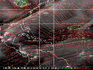 Météo tropicale : Carte des vents de cisaillement.