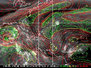 Météo tropicale : Carte des vents de cisaillement.