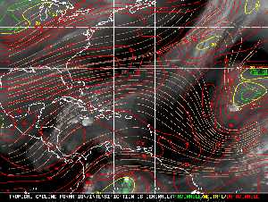 Météo tropicale : Carte des vents de cisaillement.