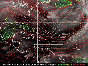 Météo tropicale : Carte des vents de cisaillement.