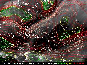 Météo tropicale : Carte des vents de cisaillement.