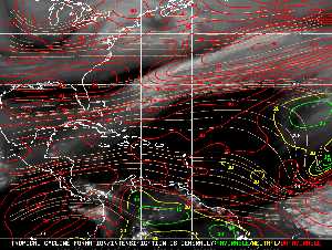 Météo tropicale : Carte des vents de cisaillement.