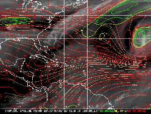 Météo tropicale : Carte des vents de cisaillement.