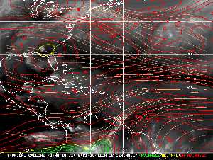 Météo tropicale : Carte des vents de cisaillement.