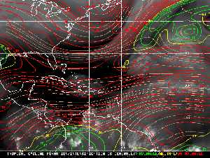 Météo tropicale : Carte des vents de cisaillement.