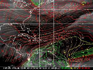 Météo tropicale : Carte des vents de cisaillement.
