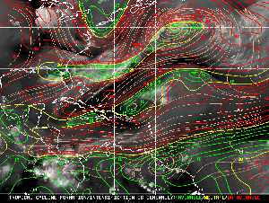 Météo tropicale : Carte des vents de cisaillement.