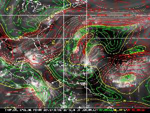 Météo tropicale : Carte des vents de cisaillement.