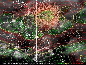 Météo tropicale : Carte des vents de cisaillement.