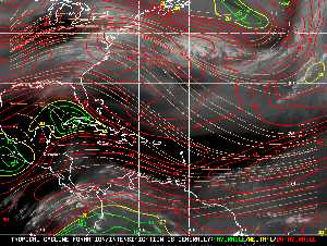 Météo tropicale : Carte des vents de cisaillement.