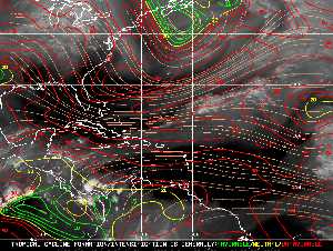 Météo tropicale : Carte des vents de cisaillement.