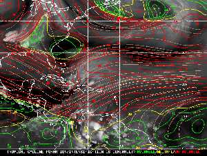 Météo tropicale : Carte des vents de cisaillement.