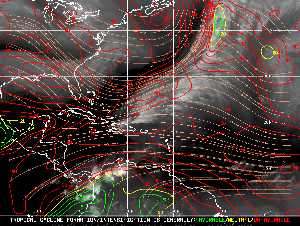 Météo tropicale : Carte des vents de cisaillement.