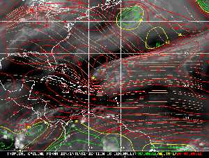 Météo tropicale : Carte des vents de cisaillement.