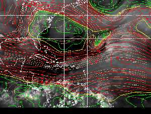 Météo tropicale : Carte des vents de cisaillement.