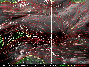 Météo tropicale : Carte des vents de cisaillement.