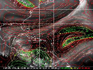 Météo tropicale : Carte des vents de cisaillement.