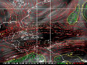 Météo tropicale : Carte des vents de cisaillement.