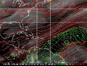 Météo tropicale : Carte des vents de cisaillement.