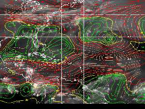 Météo tropicale : Carte des vents de cisaillement.
