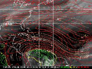 Météo tropicale : Carte des vents de cisaillement.