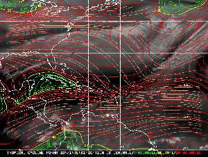 Météo tropicale : Carte des vents de cisaillement.