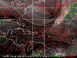 Météo tropicale : Carte des vents de cisaillement.