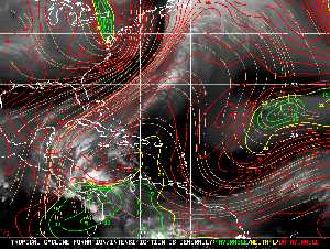 Météo tropicale : Carte des vents de cisaillement.