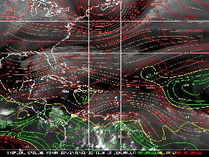 Météo tropicale : Carte des vents de cisaillement.