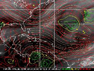 Météo tropicale : Carte des vents de cisaillement.
