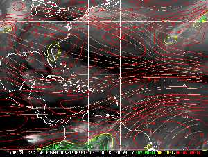 Météo tropicale : Carte des vents de cisaillement.