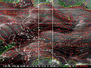 Météo tropicale : Carte des vents de cisaillement.