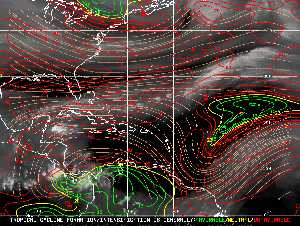 Météo tropicale : Carte des vents de cisaillement.