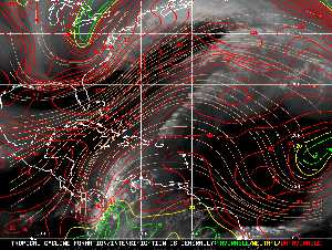Météo tropicale : Carte des vents de cisaillement.