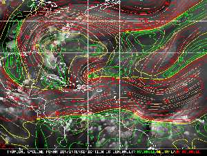 Météo tropicale : Carte des vents de cisaillement.