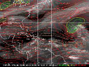 Météo tropicale : Carte des vents de cisaillement.