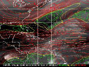 Météo tropicale : Carte des vents de cisaillement.