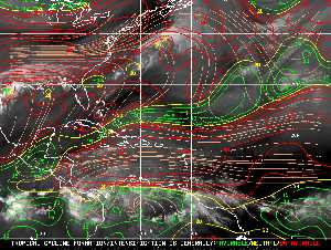Météo tropicale : Carte des vents de cisaillement.