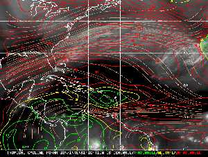 Météo tropicale : Carte des vents de cisaillement.