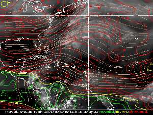 Météo tropicale : Carte des vents de cisaillement.