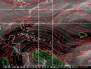 Météo tropicale : Carte des vents de cisaillement.
